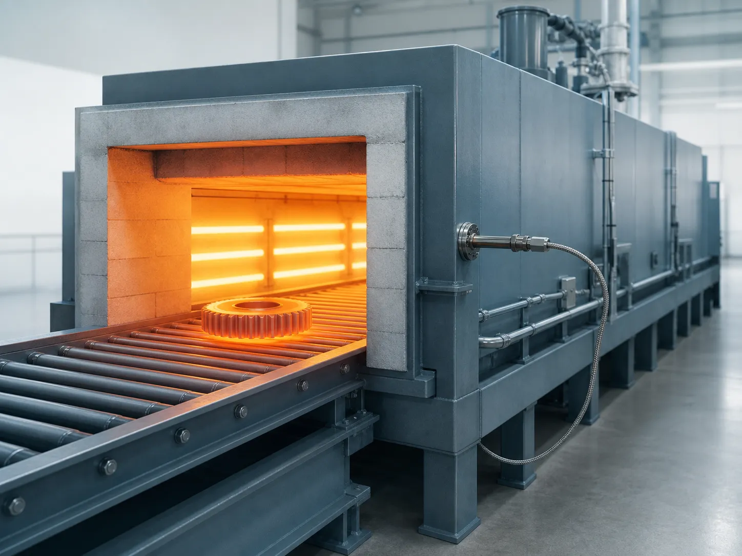 Image of a heat treatment furnace for automotive parts.